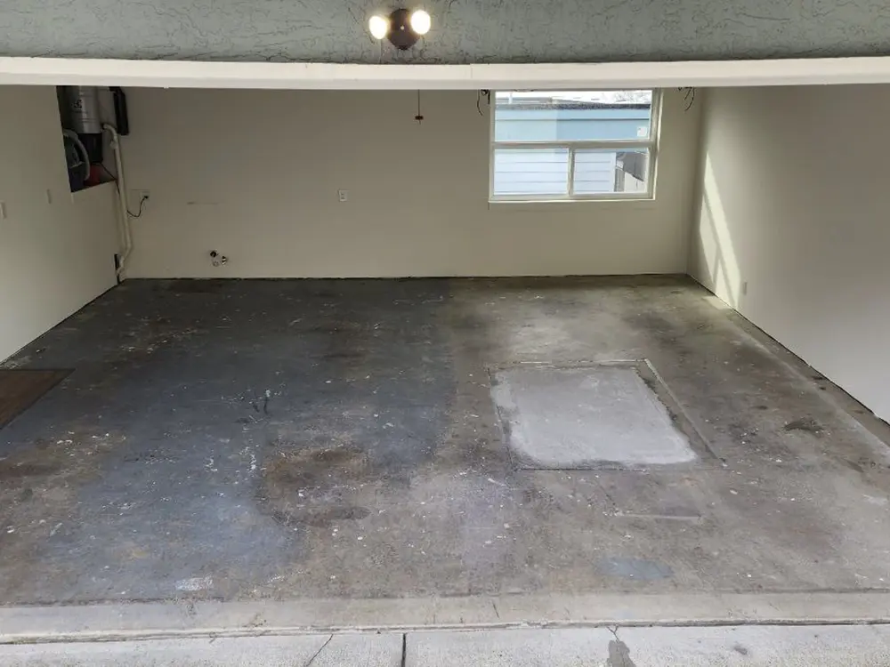 before rubber paved garage floor